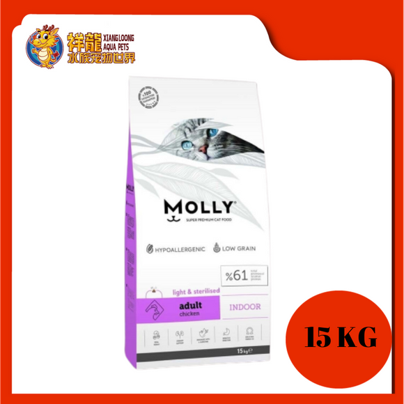 MOLLY ADULT CAT LIGHT & STERELISED INDOOR CHICKEN 15KG